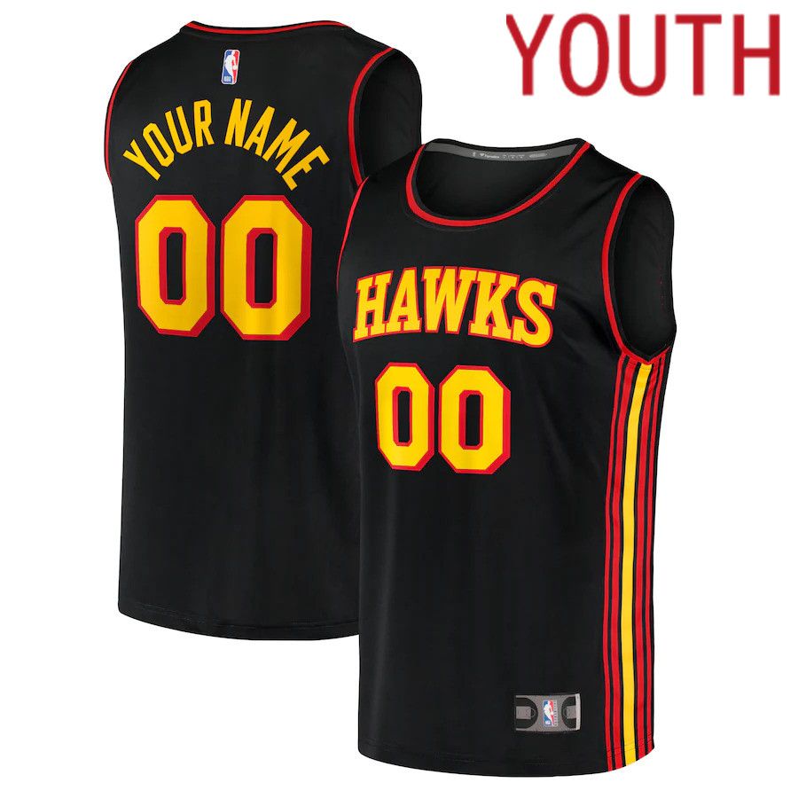 Youth Atlanta Hawks Fanatics Branded Black Statement Edition Custom Fast Break Replica NBA Jersey->customized nba jersey->Custom Jersey
